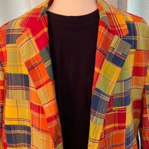 Vintage Men’s Polo by Ralph Lauren Madras Patchwork Sport Jacket Blazer